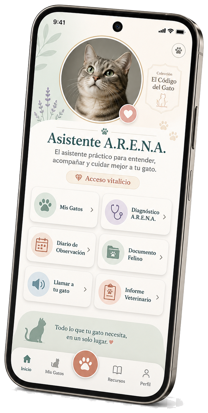 Pantalla principal del app Asistente A.R.E.N.A. en un smartphone